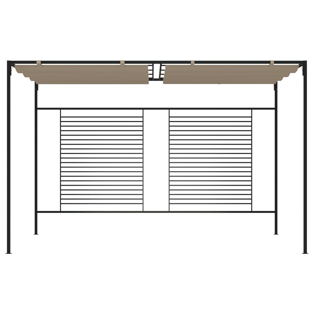 vidaXL Belvédère avec auvent rétractable 3x4x2,3 m Taupe 180 g/m²
