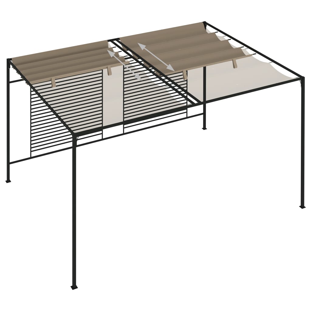 vidaXL Belvédère avec auvent rétractable 3x4x2,3 m Taupe 180 g/m²