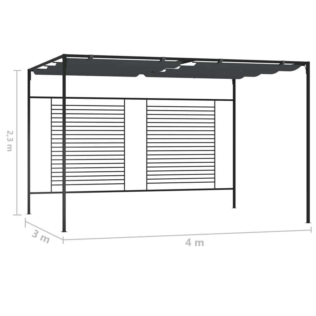 vidaXL Belvédère avec auvent rétractable 4x3x2,3 m Anthracite 180 g/m²