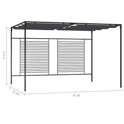 vidaXL Belvédère avec auvent rétractable 4x3x2,3 m Anthracite 180 g/m²