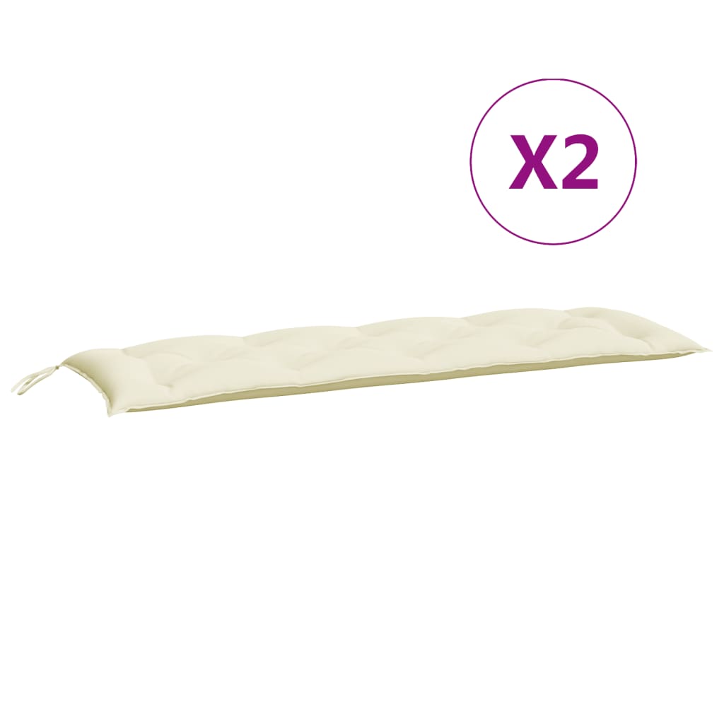 vidaXL Coussins de banc de jardin 2 pcs blanc crème tissu Oxford