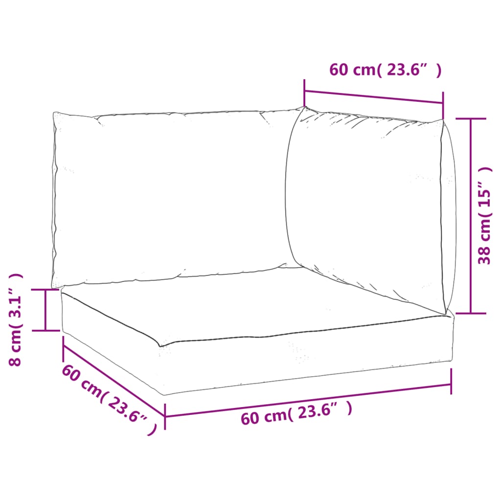 vidaXL Coussins de palette 3 pcs rouge bordeaux tissu oxford