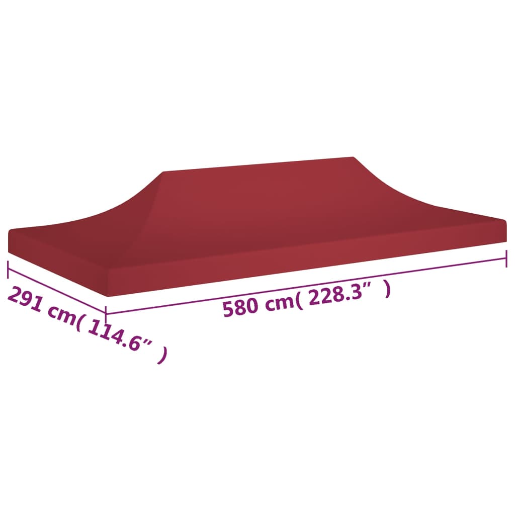 vidaXL Toit de tente de réception 6x3 m Bordeaux 270 g/m²