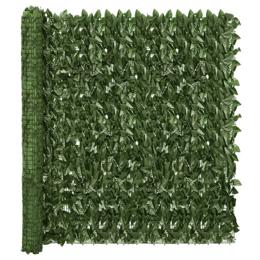 vidaXL Écran de balcon avec feuilles vert foncé 300x150 cm