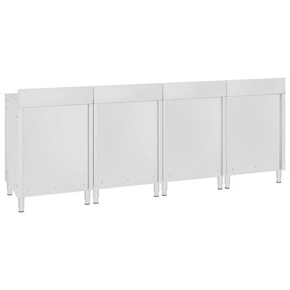 vidaXL Table de travail commerciale avec armoire 240x60x96 cm Inox