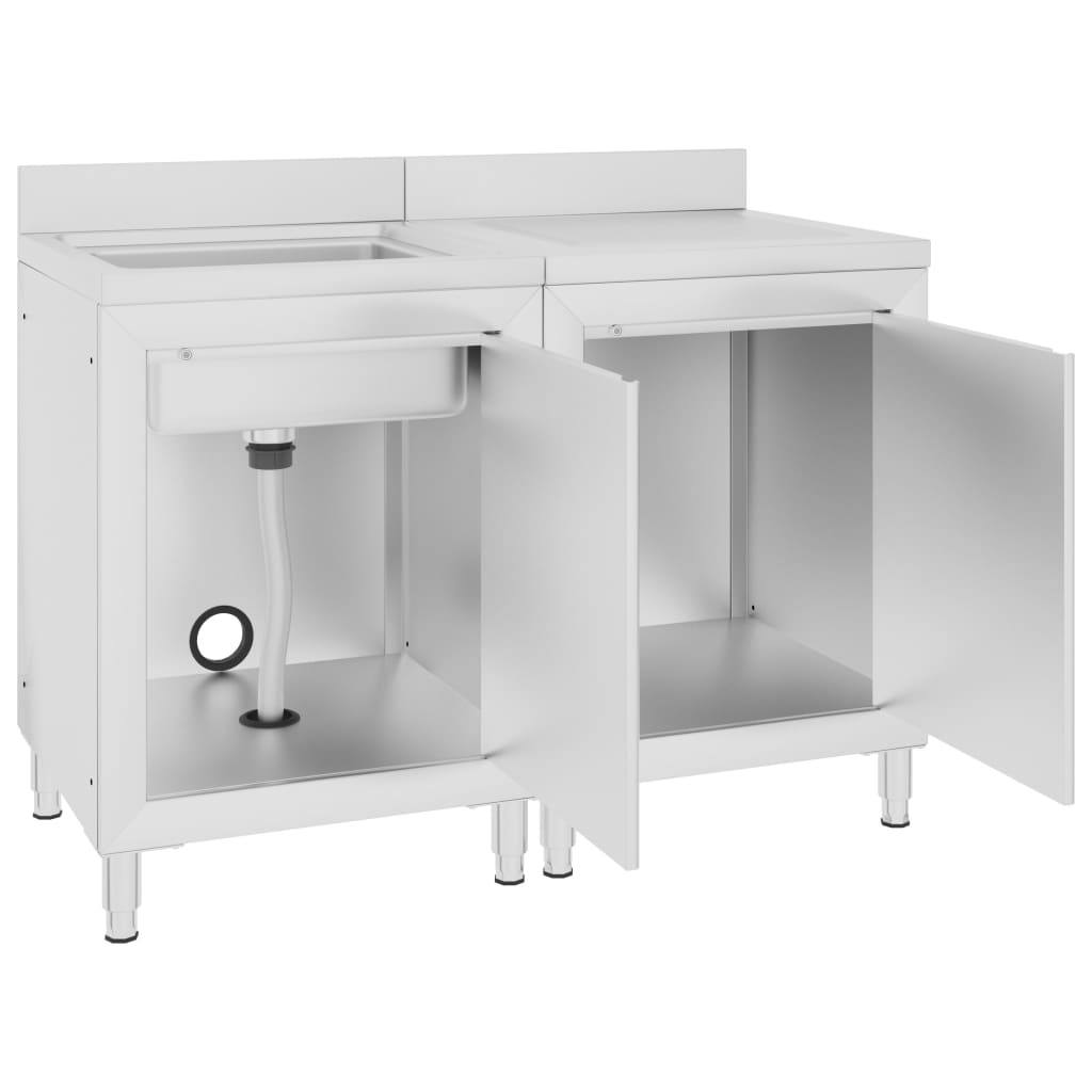 vidaXL Évier de cuisine commercial Acier inoxydable 120x60x96 cm