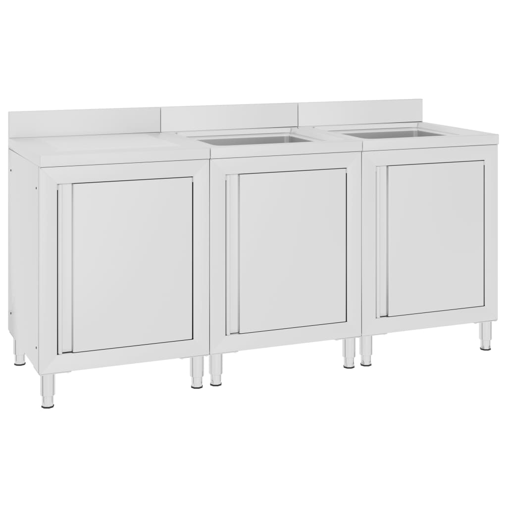 vidaXL Évier de cuisine commercial 180x60x96 cm Acier inoxydable