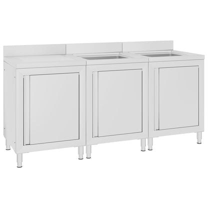 vidaXL Évier de cuisine commercial 180x60x96 cm Acier inoxydable
