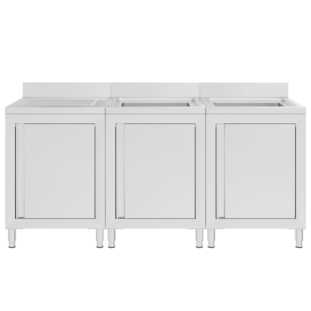 vidaXL Évier de cuisine commercial 180x60x96 cm Acier inoxydable