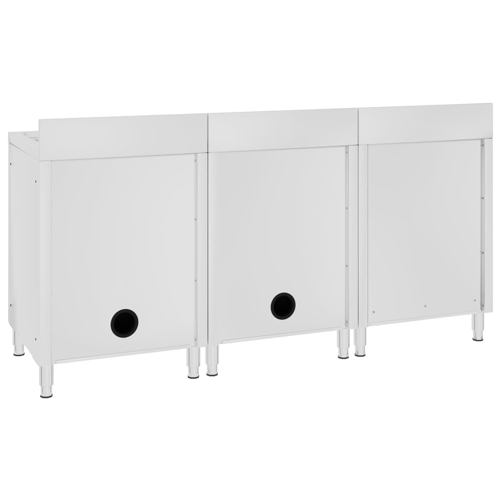 vidaXL Évier de cuisine commercial 180x60x96 cm Acier inoxydable