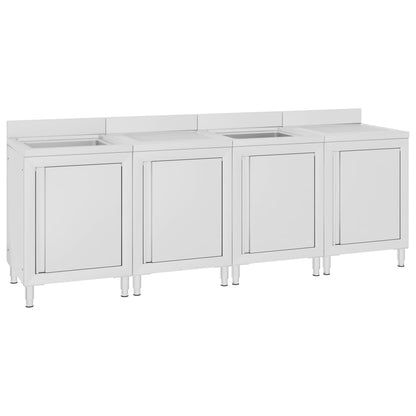 vidaXL Évier de cuisine commercial 240x60x96 cm Acier inoxydable