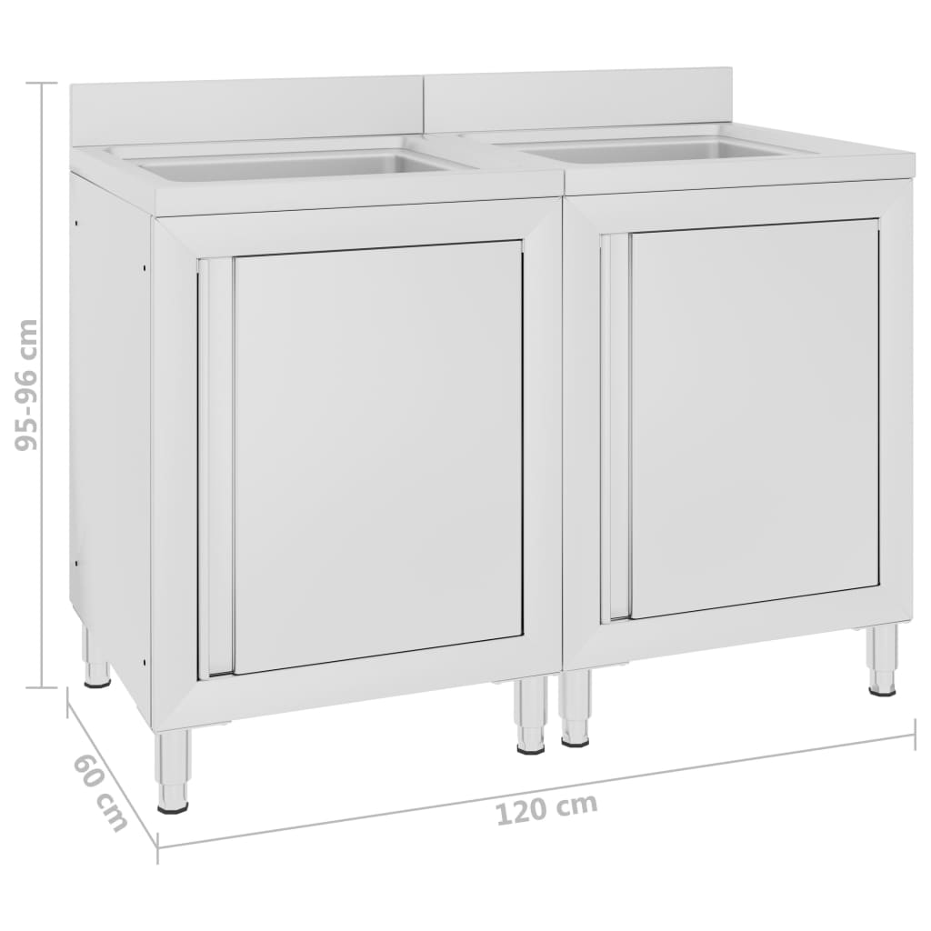 vidaXL Éviers de cuisine commerciaux 2 pcs Acier inoxydable