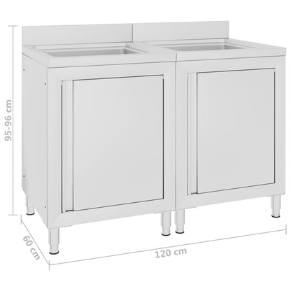 vidaXL Éviers de cuisine commerciaux 2 pcs Acier inoxydable