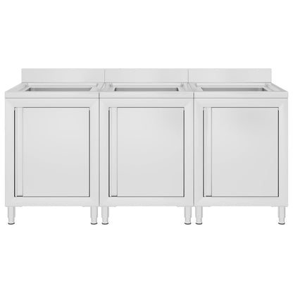 vidaXL Éviers de cuisine commerciaux 3 pcs Acier inoxydable