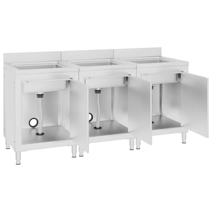 vidaXL Éviers de cuisine commerciaux 3 pcs Acier inoxydable