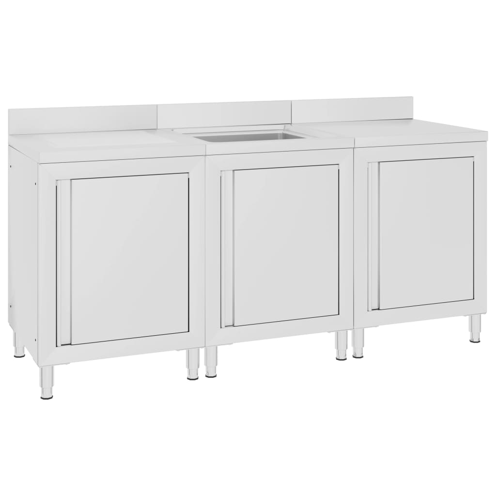 vidaXL Évier de cuisine commercial 180x60x96 cm Acier inoxydable