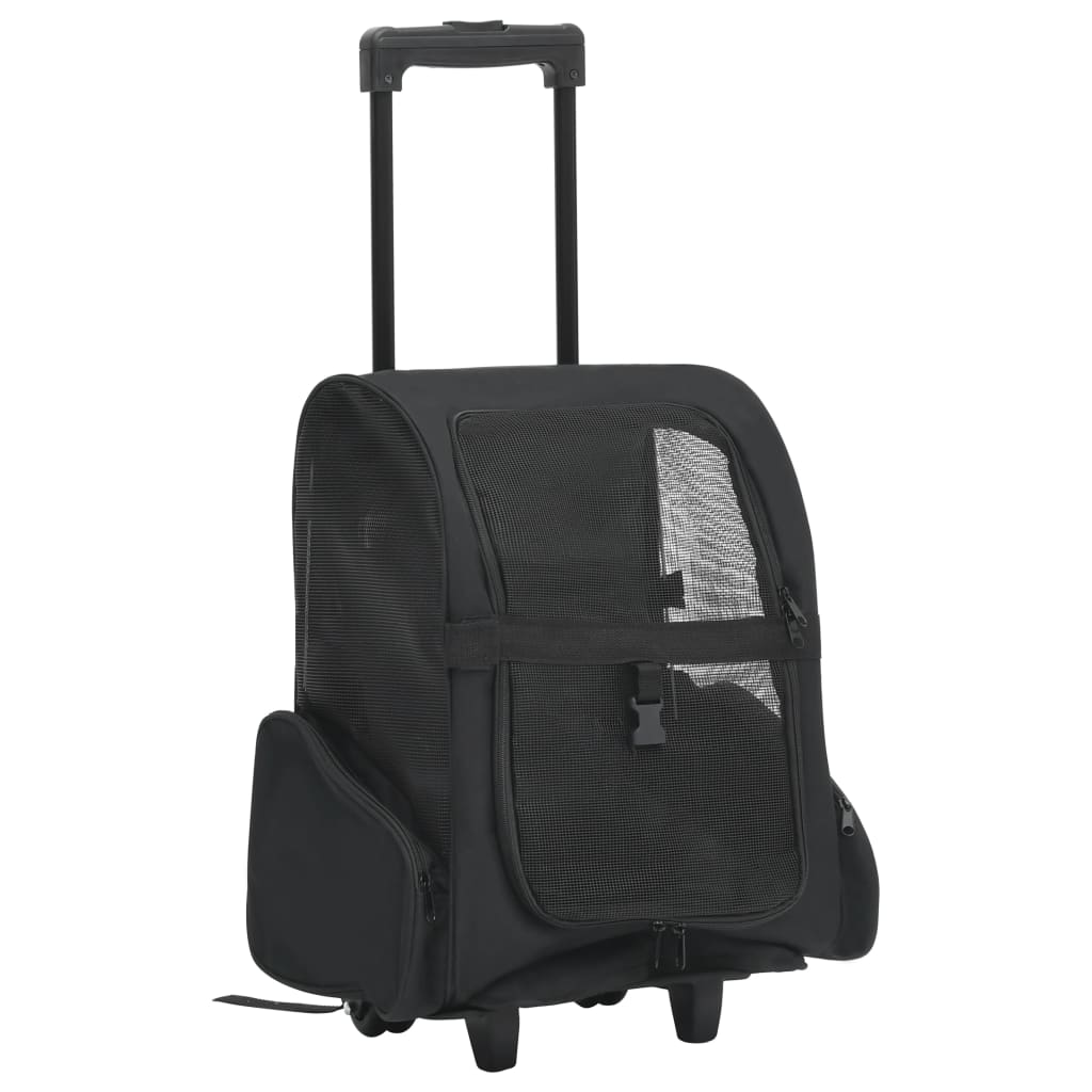 vidaXL Chariot polyvalent pliable pour animaux de compagnie Noir