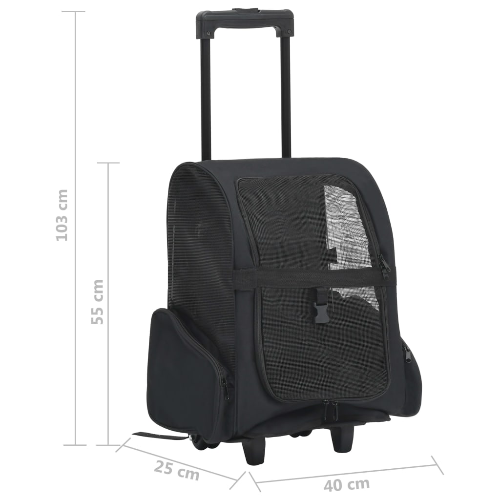 vidaXL Chariot polyvalent pliable pour animaux de compagnie Noir