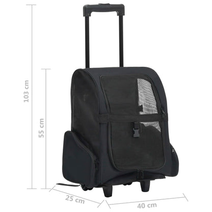vidaXL Chariot polyvalent pliable pour animaux de compagnie Noir