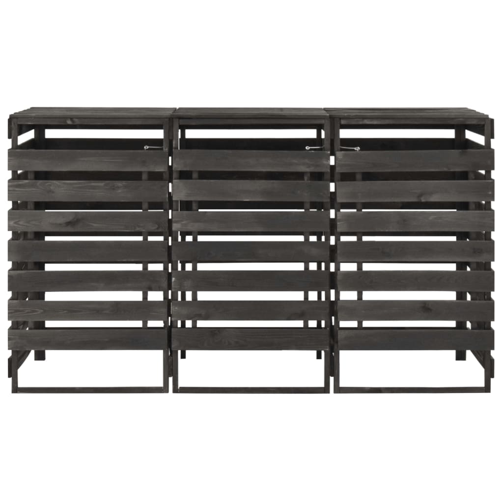 vidaXL Abri de poubelle triple 210x75x121 cm Bois de pin massif peint