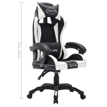 vidaXL Fauteuil de jeux vidéo avec LED RVB Blanc et noir Similicuir
