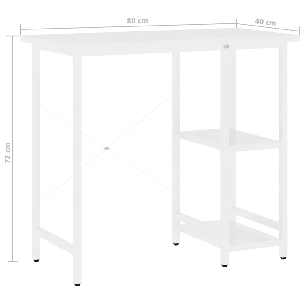 vidaXL Bureau d'ordinateur Blanc 80x40x72 cm MDF et métal