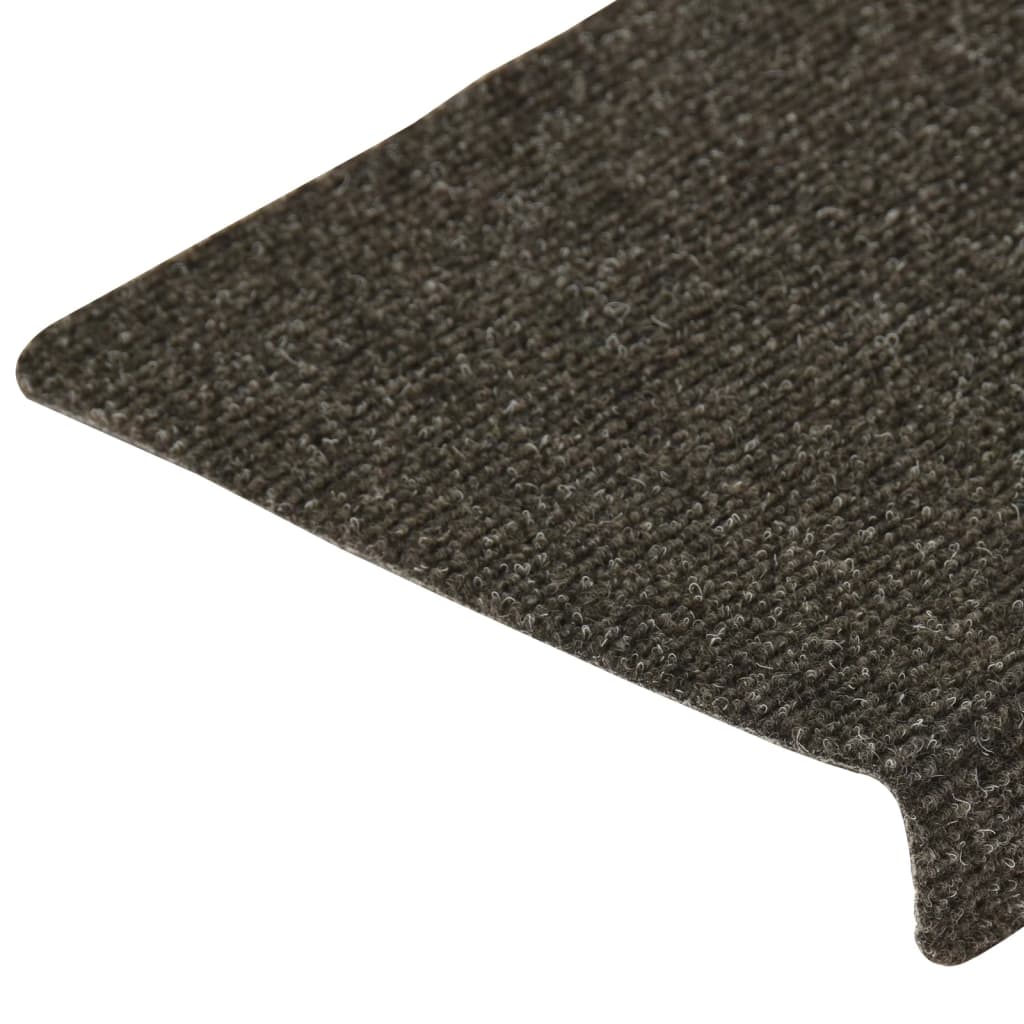 vidaXL Tapis d'escalier 15 pcs tissu aiguilleté 65x21x4 cm anthracite
