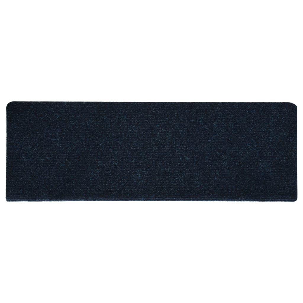vidaXL Tapis d'escalier 15 pcs Tissu aiguilleté 65x21x4 cm Bleu