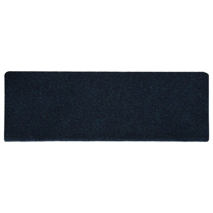 vidaXL Tapis d'escalier 15 pcs Tissu aiguilleté 65x21x4 cm Bleu