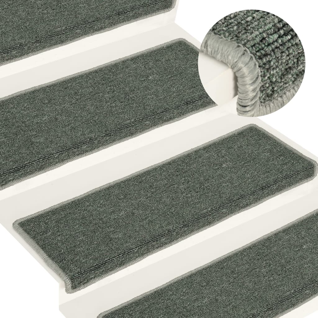 vidaXL Tapis d'escalier 15 pcs 65x21x4 cm Vert