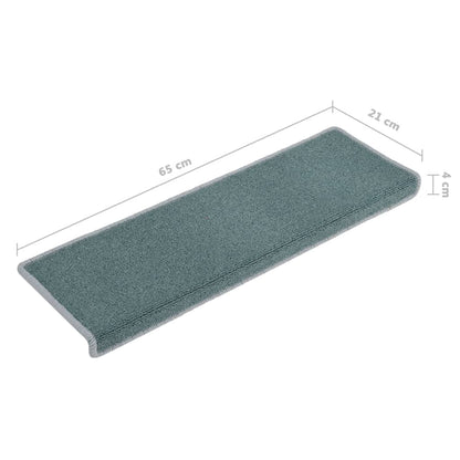 vidaXL Tapis d'escalier 15 pcs 65x21x4 cm Bleu