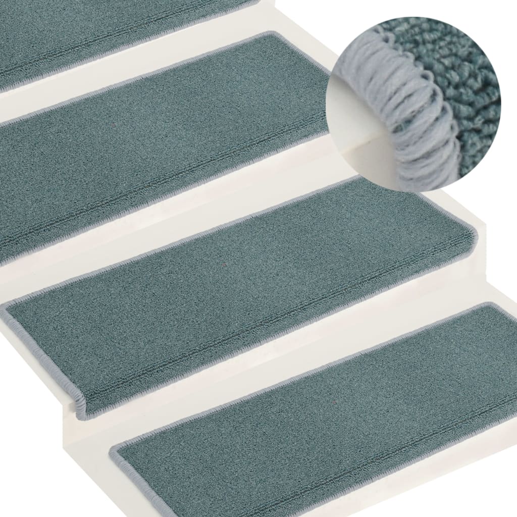 vidaXL Tapis d'escalier 15 pcs 65x21x4 cm Bleu