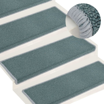 vidaXL Tapis d'escalier 15 pcs 65x21x4 cm Bleu