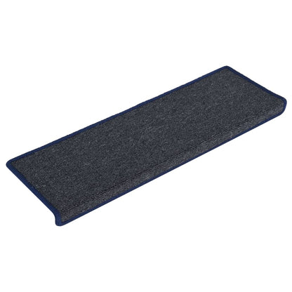 vidaXL Tapis d'escalier 15 pcs 65x21x4 cm Gris et bleu