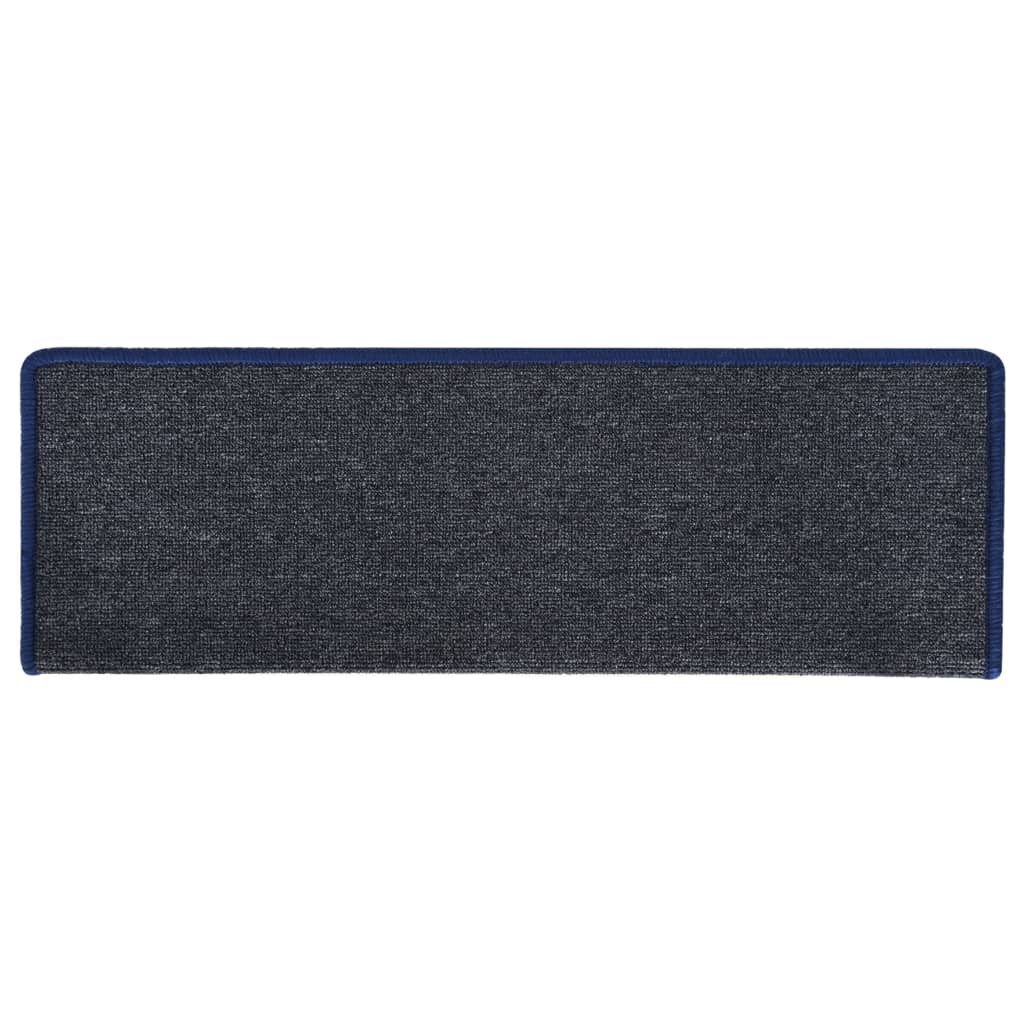 vidaXL Tapis d'escalier 15 pcs 65x21x4 cm Gris et bleu