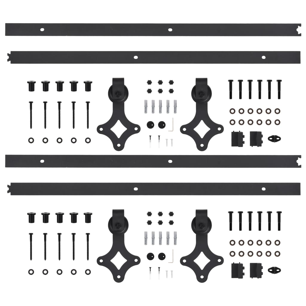 vidaXL Kits de fixation pour porte coulissante 2 pcs 200 cm Acier Noir