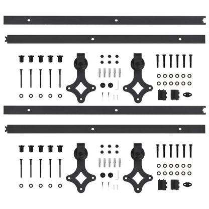 vidaXL Kits de fixation pour porte coulissante 2 pcs 200 cm Acier Noir