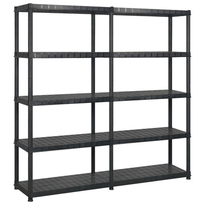 vidaXL Étagère de rangement à 5 niveaux Noir 170x40x185 cm Plastique
