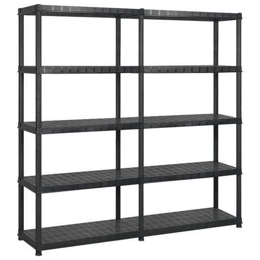 vidaXL Étagère de rangement à 5 niveaux Noir 170x40x185 cm Plastique