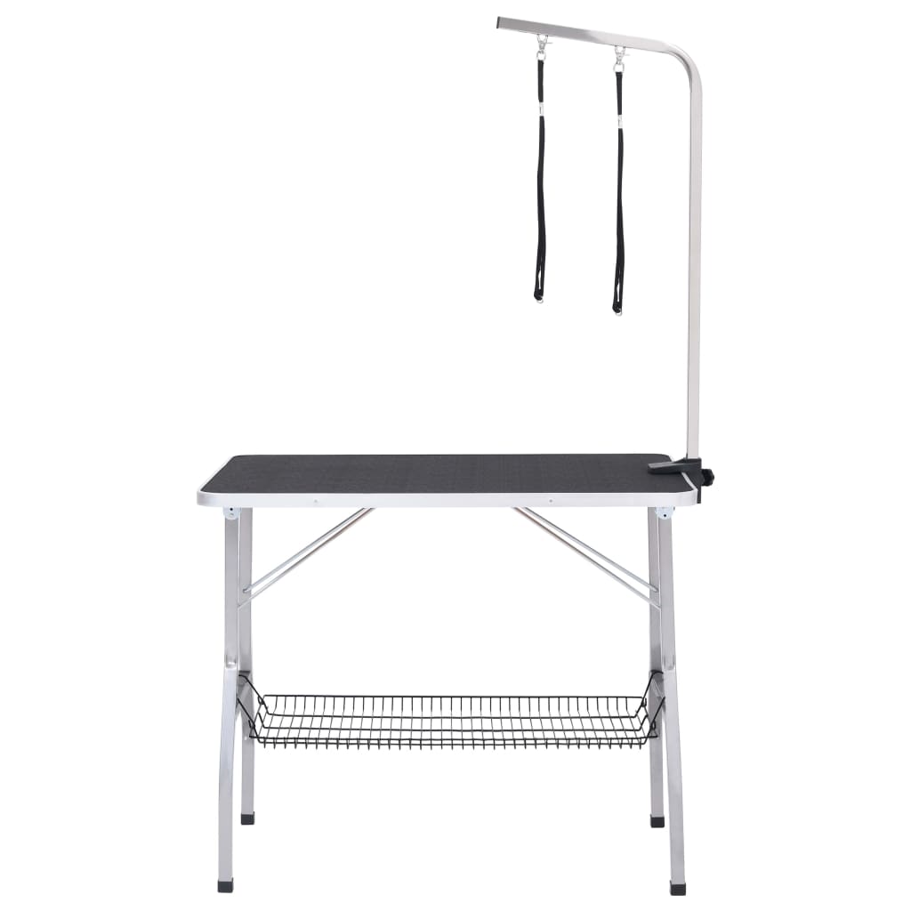 vidaXL Table de toilettage réglable de chiens avec 2 boucles et panier