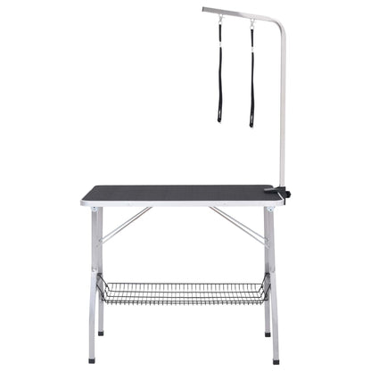 vidaXL Table de toilettage réglable de chiens avec 2 boucles et panier