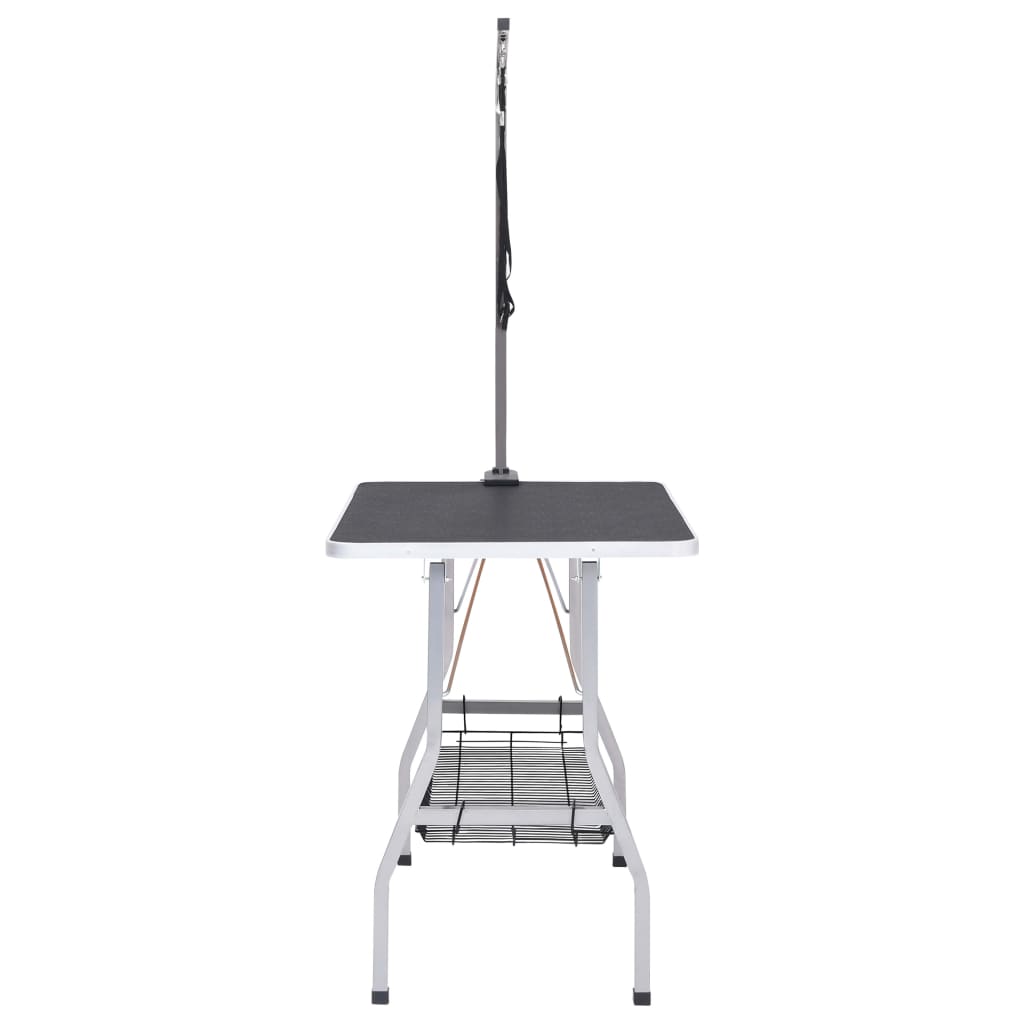 vidaXL Table de toilettage réglable de chiens avec 2 boucles et panier
