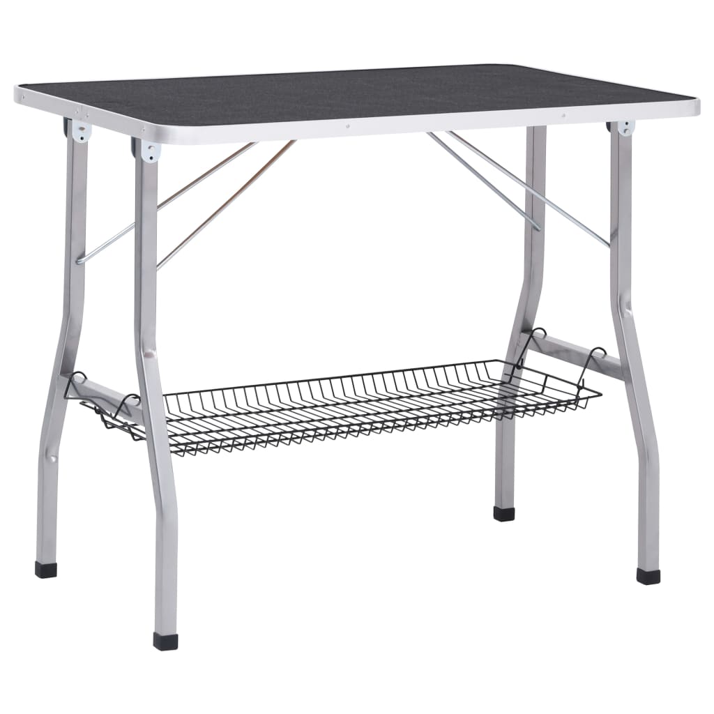 vidaXL Table de toilettage réglable de chiens avec 2 boucles et panier