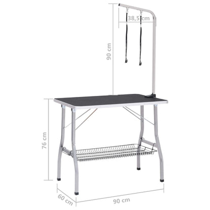vidaXL Table de toilettage réglable de chiens avec 2 boucles et panier