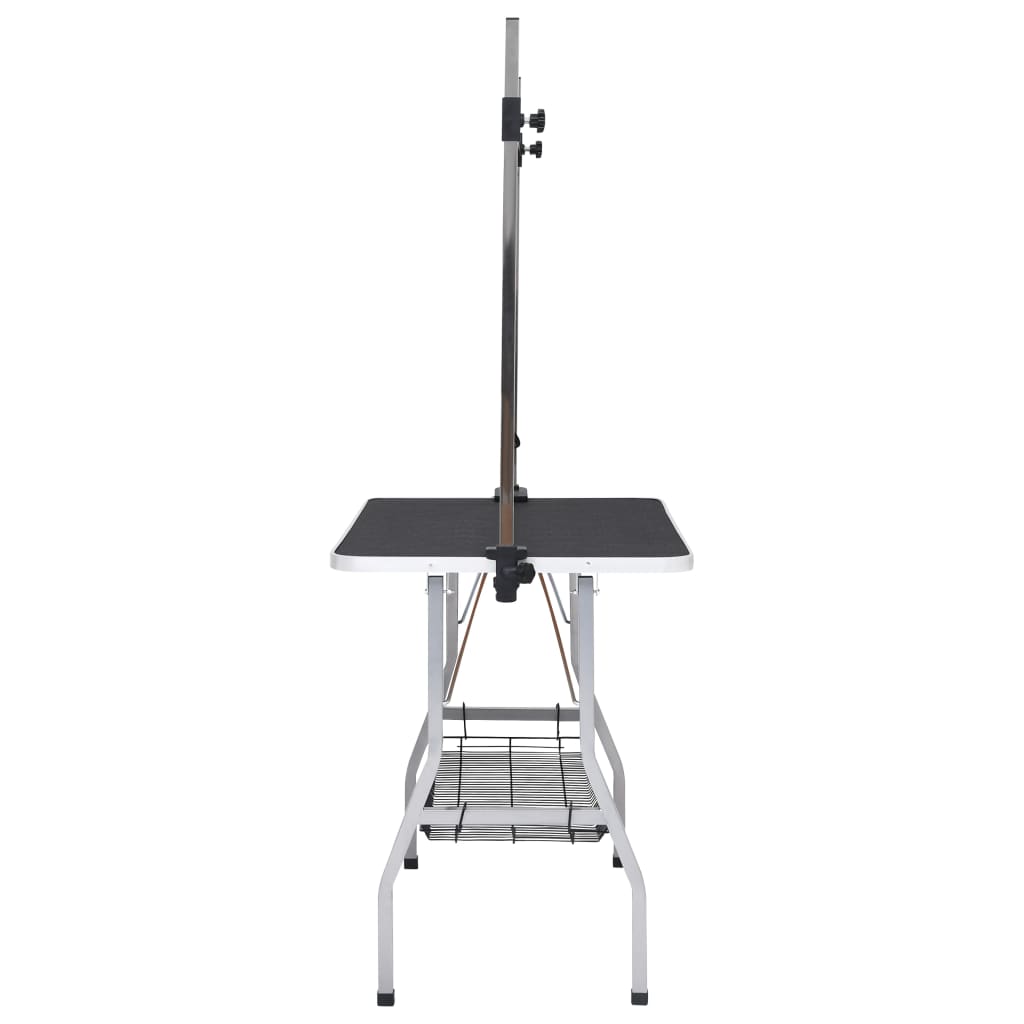 vidaXL Table de toilettage réglable de chiens avec 2 boucles et panier