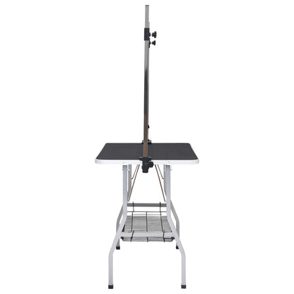 vidaXL Table de toilettage réglable de chiens avec 2 boucles et panier