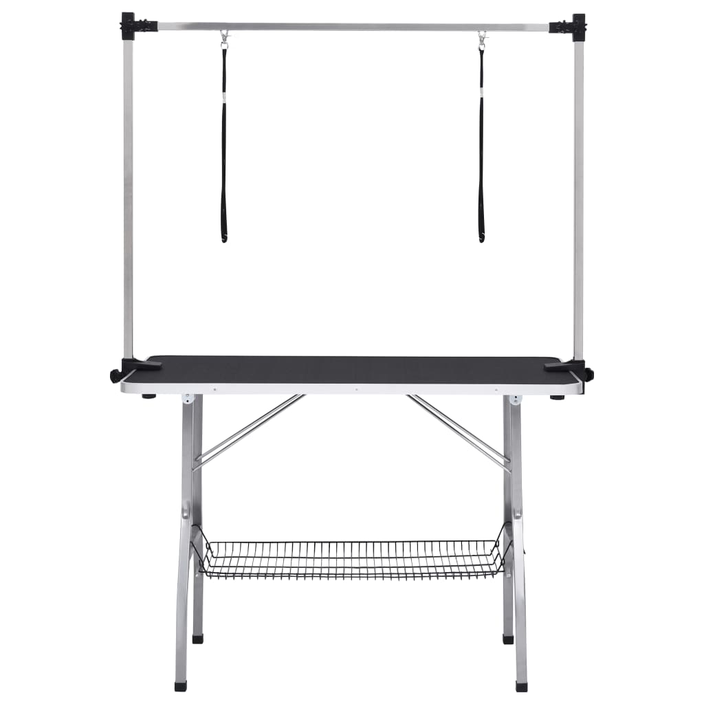 vidaXL Table de toilettage réglable de chiens avec 2 boucles et panier