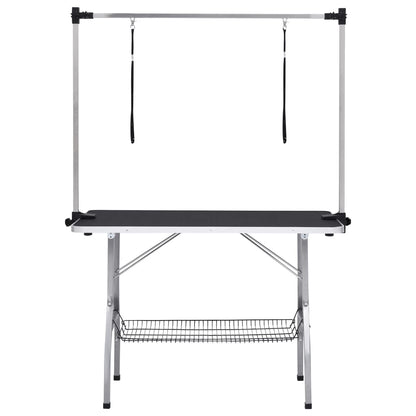 vidaXL Table de toilettage réglable de chiens avec 2 boucles et panier