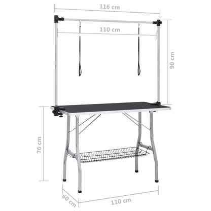 vidaXL Table de toilettage réglable de chiens avec 2 boucles et panier