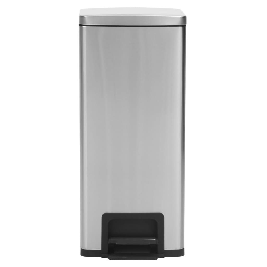 vidaXL Poubelle à pédale anti-empreinte 30 L Argenté Acier inoxydable